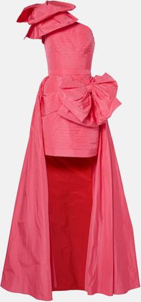 Elie Saab Bow-detail draped pleated taffeta minidress