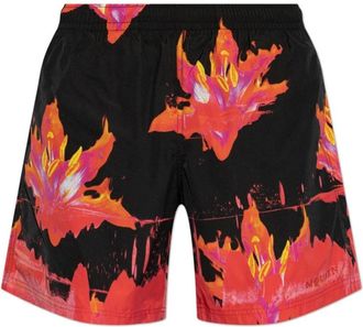 Alexander McQueen Zwart en Rood Zwemkleding Ss 25 - Heren - Strandmode - Veelkleurig - S - Badmode