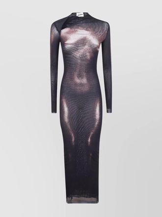 Jean Paul Gaultier printed mesh asymmetric midi dress