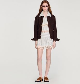 Sandro Striped cotton skort