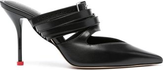 Alexander McQueen 95mm leather mules - women - Calf Leather/Calf Leather/Calf Leather - 41 - Black
