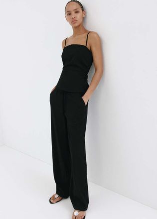 Mango Top spalline drappeggiato nero - Donna - XXS - MANGO