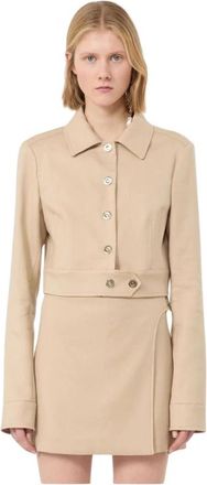 Sportmax Jassen, Dames, Beige, XS, Leer, Gekorte Blazer