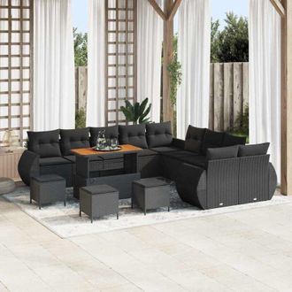 vidaXL Conjunto De Sof&aacute; De Jard&iacute;n 14 Pcs Negro 110 X 55 X 71 Cm Vidaxl