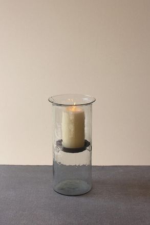 Kalalou Mini Glass Candle Cylinders W Rustic Insert - Large