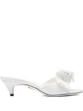 Prada 45mm flower-appliqu&eacute; sandals - White