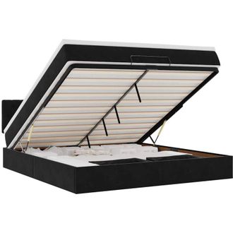 vidaXL Vidaxl - Estructura De Cama Otomana Con Colch&oacute;n Negra 160x200 Cm