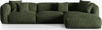 MICADONI Modulares 4-Sitzer Design Ecksofa Martina - Samtbezug Grün