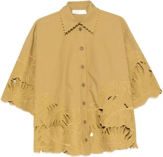 Zimmermann Mahon Geborduurd Shirt - Dames - Overhemden - Groen - L - Katoen - Overhemden