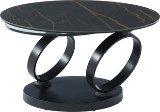 VENTE-UNIQUE.COM Mesa de centro modular cristal templado transparente, negro