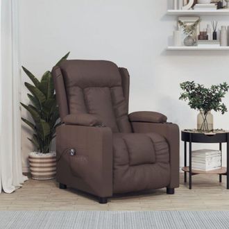 vidaXL Sill&oacute;n Reclinable El&eacute;ctrico De Cuero Sint&eacute;tico Marr&oacute;n Vidaxl
