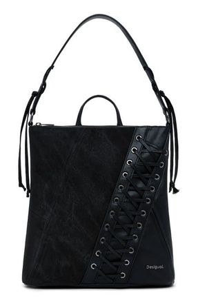 Desigual Grommet Lace-Up Faux Leather Backpack in Black at Nordstrom