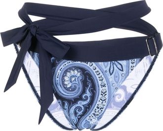 Marlies Dekkers Cache Coeur paisley-print adjustable bikini bottoms - women - Recycled Nylon/Spandex/Elastane - M - Blue