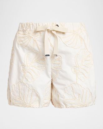 Moncler Embroidered Drawstring Shorts