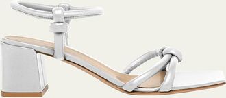 Gianvito Rossi Leather Knot Ankle-Strap Sandals
