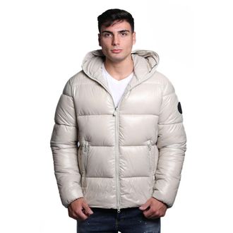 Save The Duck Beige Nylon Jas met Gewatteerd Design - Heren - Winterjassen - Beige - M - Nylon - Jassen