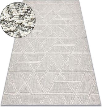 RugsX Carpet JERSEY 19241 grey - Rhombuses, geometric structural, loop BOHO beige 200x290 cm