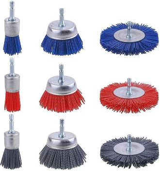 OEM A-set De 9 Cepillos Abrasivos De Alambre De Nailon, Cepillo De Taladro De Nailon Con V&aacute;stago Hexagonal De 1/4 Pulgadas, Herramientas Abrasivas Para Li