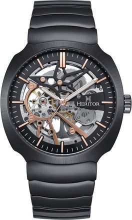 Heritor Magnus Stainless Steel-Band Watch in Gunmetal/rose Gold at Nordstrom