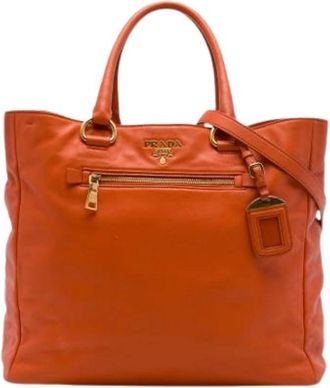 Prada Pre-owned Vintage Satchel - Dames - Vintage Shopper - Oranje - ONE Size - Leer - Vintage
