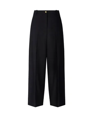 Pinko Wool-Blend Diagonal Weave Barrel Fit Pants