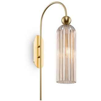 Maytoni Applique Contemporanea Antic Metallo Oro 1 Luci Diffusore In Vetro Colore Cognac