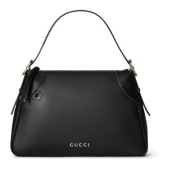 Gucci Tassen, Dames, Zwart, ONE Size, Leer, GG Emblem Schoudertas