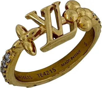 Louis Vuitton Gold Gold Plating Rhinestone Band Ring (Pre-Owned)