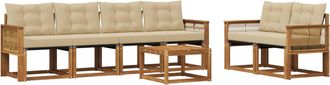 vidaXL Conjunto De Sof&aacute;s De Exterior 7 Uds. Natural Y Beige Vidaxl