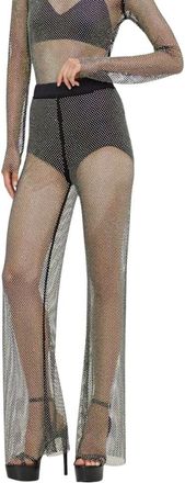 Patrizia Pepe Broeken, Dames, Zwart, M, Nylon, Wide Leg Broeken