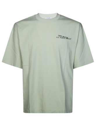 Off-white Light Muted Green Abstract Graphic T-Shirt