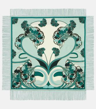 La DoubleJ Fringed printed silk twill scarf