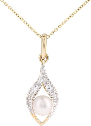 Diamant L'&eacute;ternel Womens 9ct Yellow Gold, 0.02ct Diamonds with White Cultured pearl Pendant - One Size