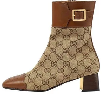 Gucci (WMNS) Gucci Ankle boots with GG monogram Brown Beige 700023-21HH0-2582