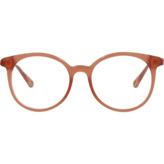 Chlo&eacute; Core 49mm Cat Eye Optical Glasses in Pink Pink Transparent at Nordstrom Rack