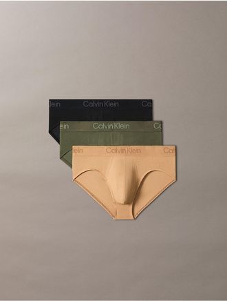 Calvin Klein Mens Ultra Soft Modal 3-Pack Hip Brief - Medium Orange - XL