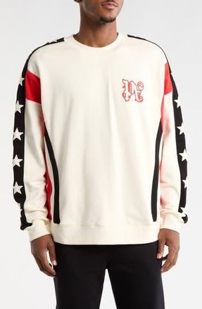 Palm Angels Embroidered Logo Sweatshirt in White/black at Nordstrom Rack, Size X-Large