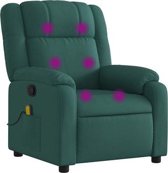 vidaXL Vidaxl - Sill&oacute;n De Masaje Reclinable De Tela Verde Oscuro
