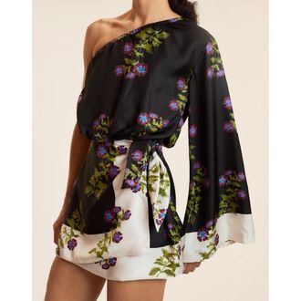 Cynthia Rowley One Shoulder Mini Silk Dress