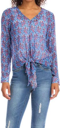 Karen Kane Ramona Tie-Front Top In Red And Blue