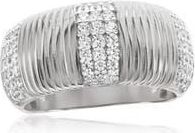 Suzy Levian Pav&eacute; Cubic Zirconia Line Wide Band Ring in Silver at Nordstrom Rack, Size 8.5