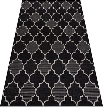 RugsX Rugsx - Alfombra De Cuerda Sisal Floorlux 20607 Espaldera Marroqu&iacute; Negro / Plateado Black 140x200 Cm
