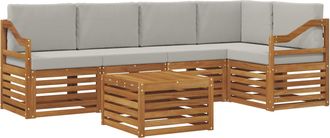 vidaXL Conjunto De Sof&aacute;s De Exterior 6 Uds. Gris Natural Y Claro Vidaxl