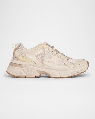 Golden Goose Lightstar Net Mixed Leather Runner Sneakers