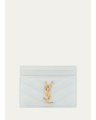 Saint Laurent Grain De Poudre Leather Cassandre Card Case