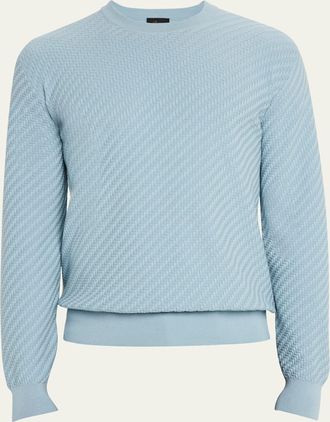 Brioni Mens Basketweave Crew Sweater