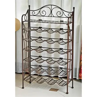 International Caravan Inc 3462-HD-BZ Iron 24-Bottle Wine Rack, Bronze