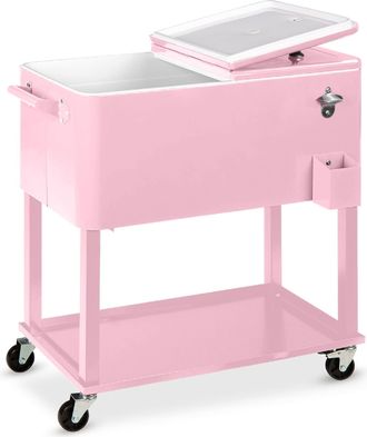 Best Choice Products 80qt Steel Rolling Cooler Cart w/ Bottle Opener, Catch Tray, Drain Plug, Locking Wheels