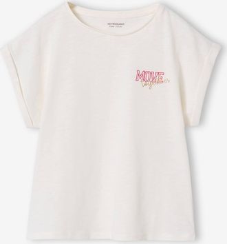 Vertbaudet T-Shirt M&auml;dchen Rundhals BASIC mit Recyclingmaterial wollwei&szlig;