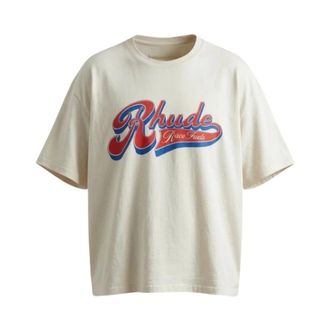 Rhude Crew Neck Logo T-Shirt - male - Rhude - T-Shirts - White - S - Tops